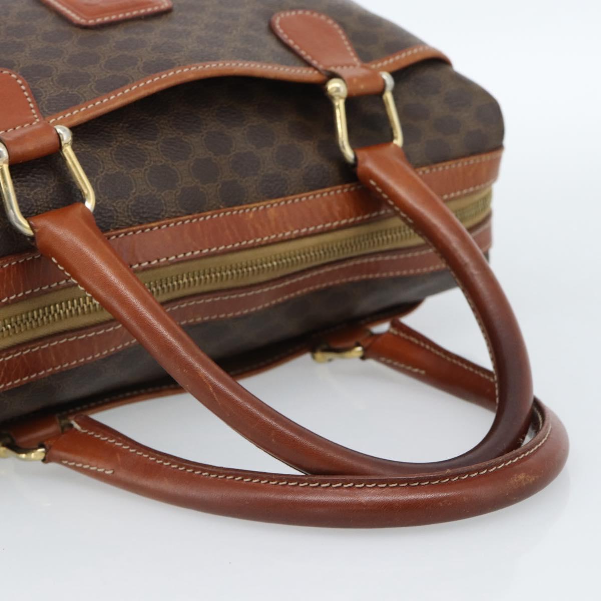 CELINE Macadam Canvas Hand Bag PVC Leather Brown Gold Auth 185260A