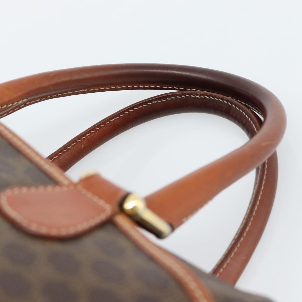CELINE Macadam Canvas Hand Bag PVC Leather Brown Gold Auth 185260A