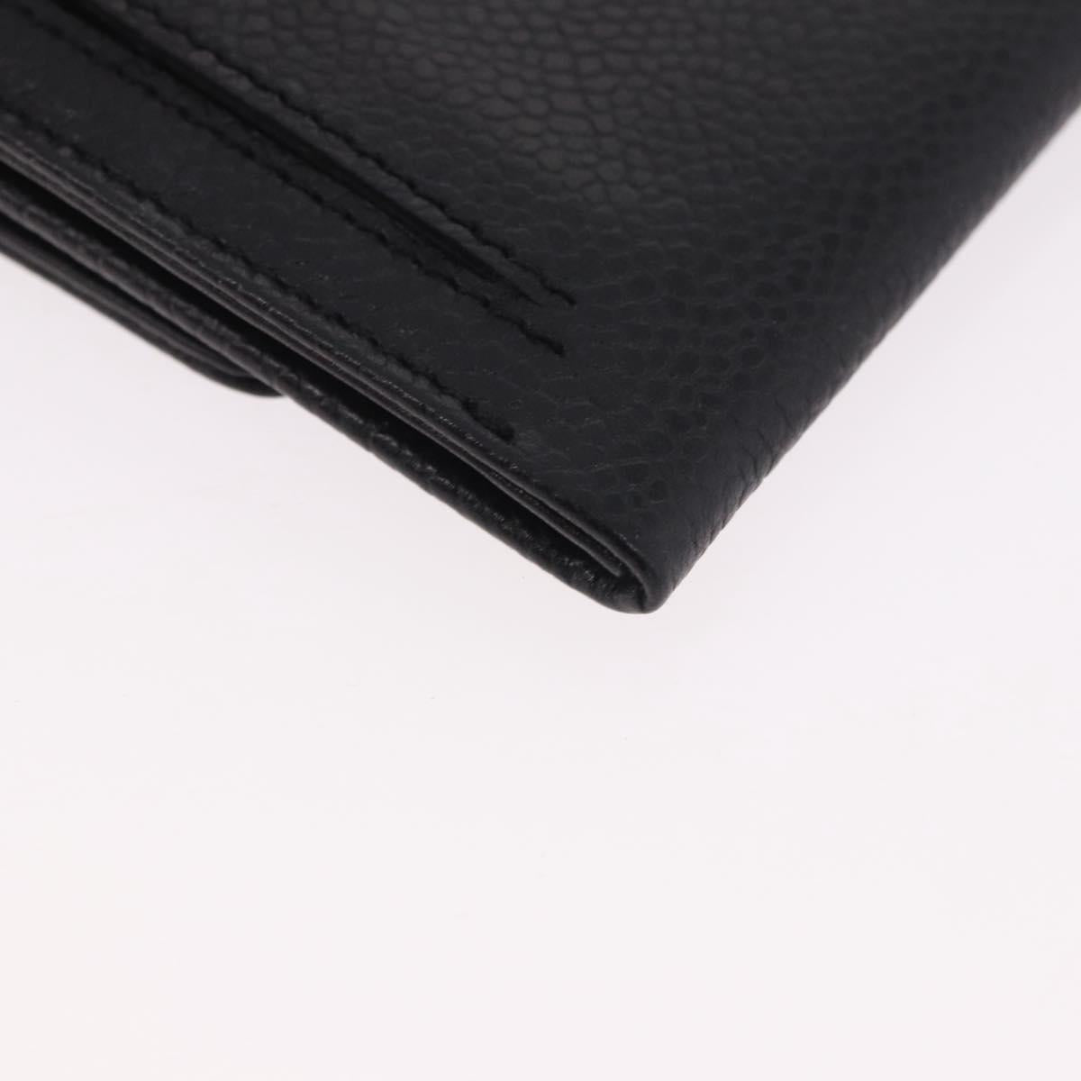 CHANEL COCO Mark Pouch Caviar Skin Black Gold CC Auth 185262V
