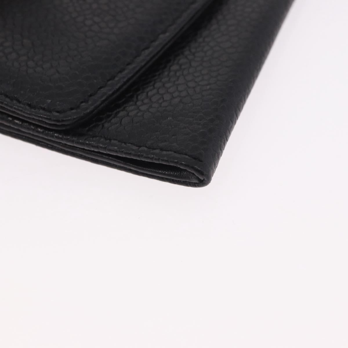 CHANEL COCO Mark Pouch Caviar Skin Black Gold CC Auth 185262V