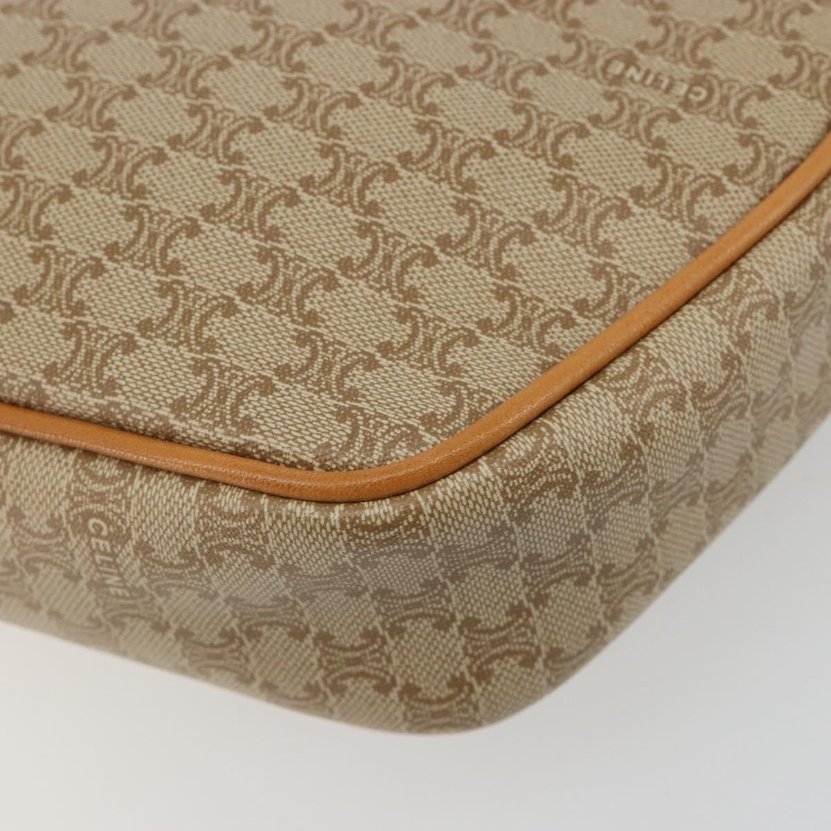 CELINE Macadam Canvas Shoulder Bag PVC Beige Gold Auth 185263