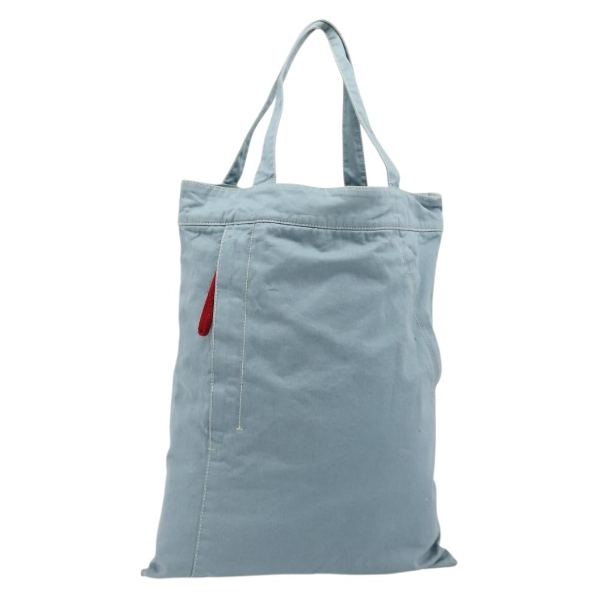 PRADA Sports Line Tote Bag Canvas Light Blue Silver Auth 185264