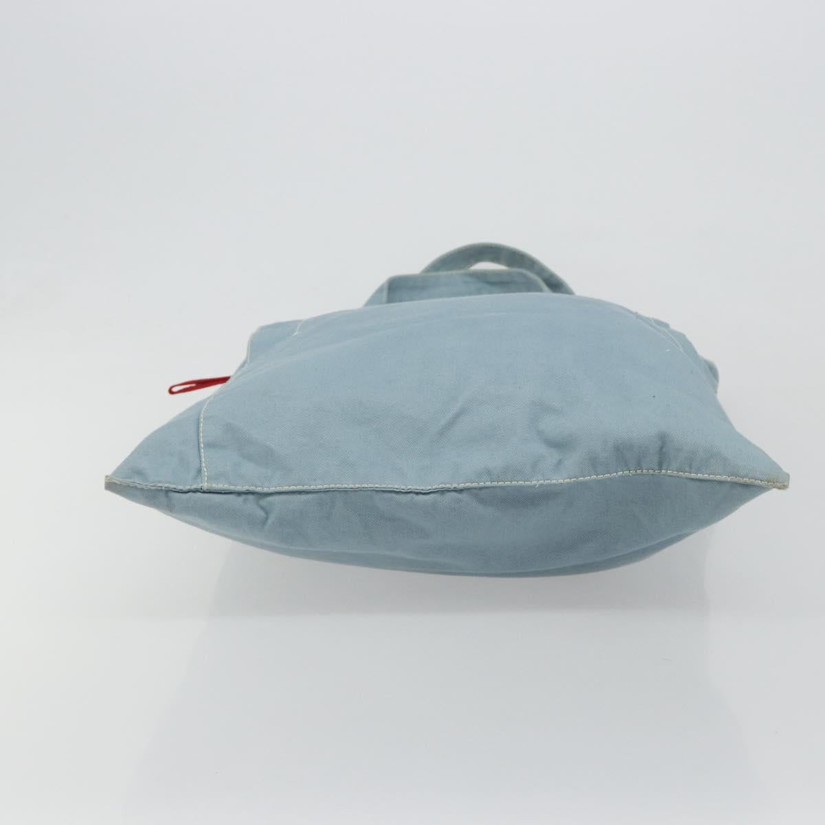 PRADA Sports Line Tote Bag Canvas Light Blue Silver Auth 185264