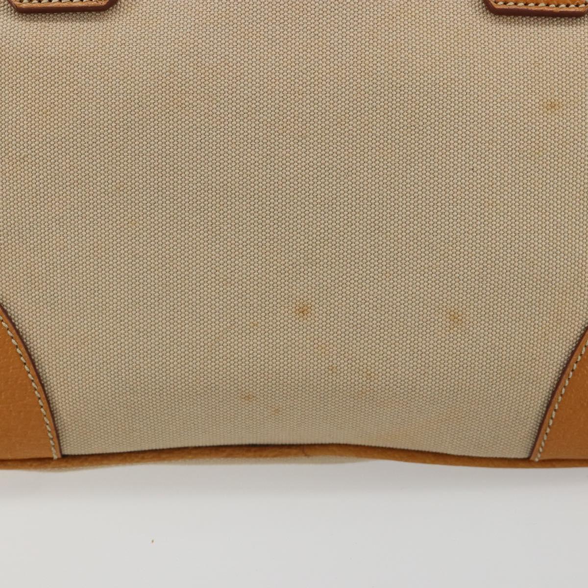 PRADA Hand Bag Canvas Beige Silver Auth 185265