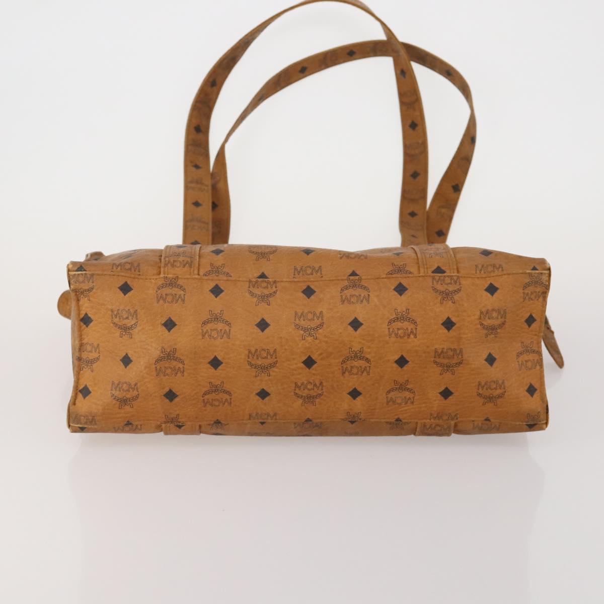 MCM Vicetos Logogram Tote Bag PVC Leather 2 Set Brown Gold Auth 185266