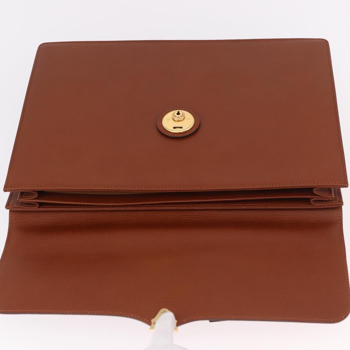 Burberrys Business Bag Leather Brown Gold Auth 185267
