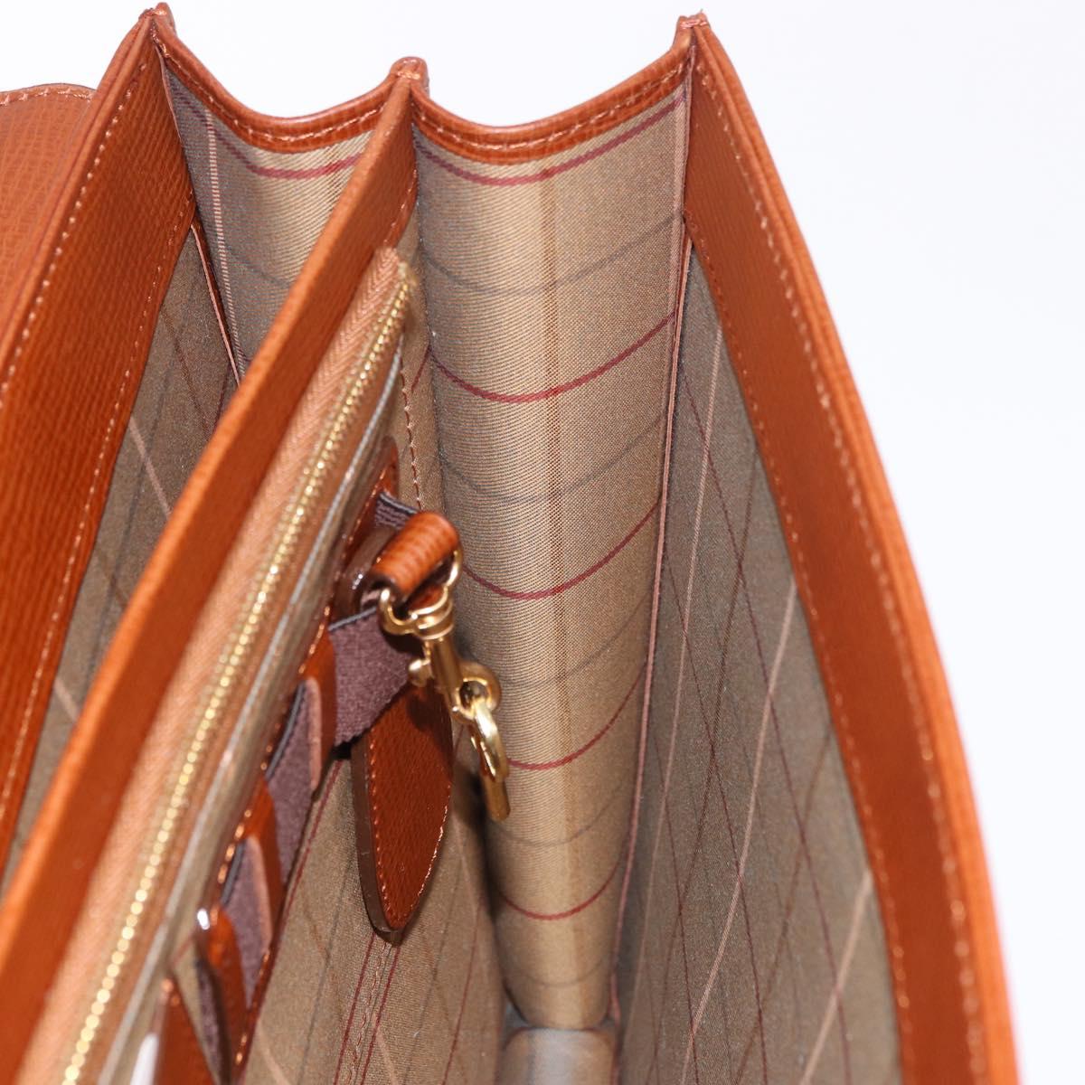 Burberrys Business Bag Leather Brown Gold Auth 185267