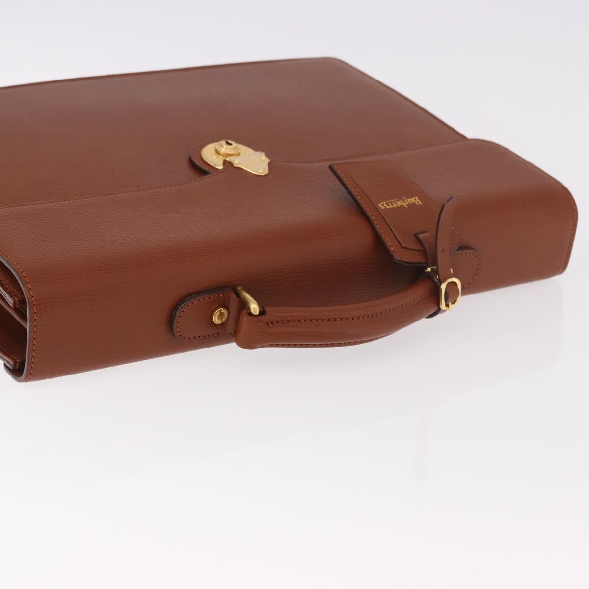 Burberrys Business Bag Leather Brown Gold Auth 185267