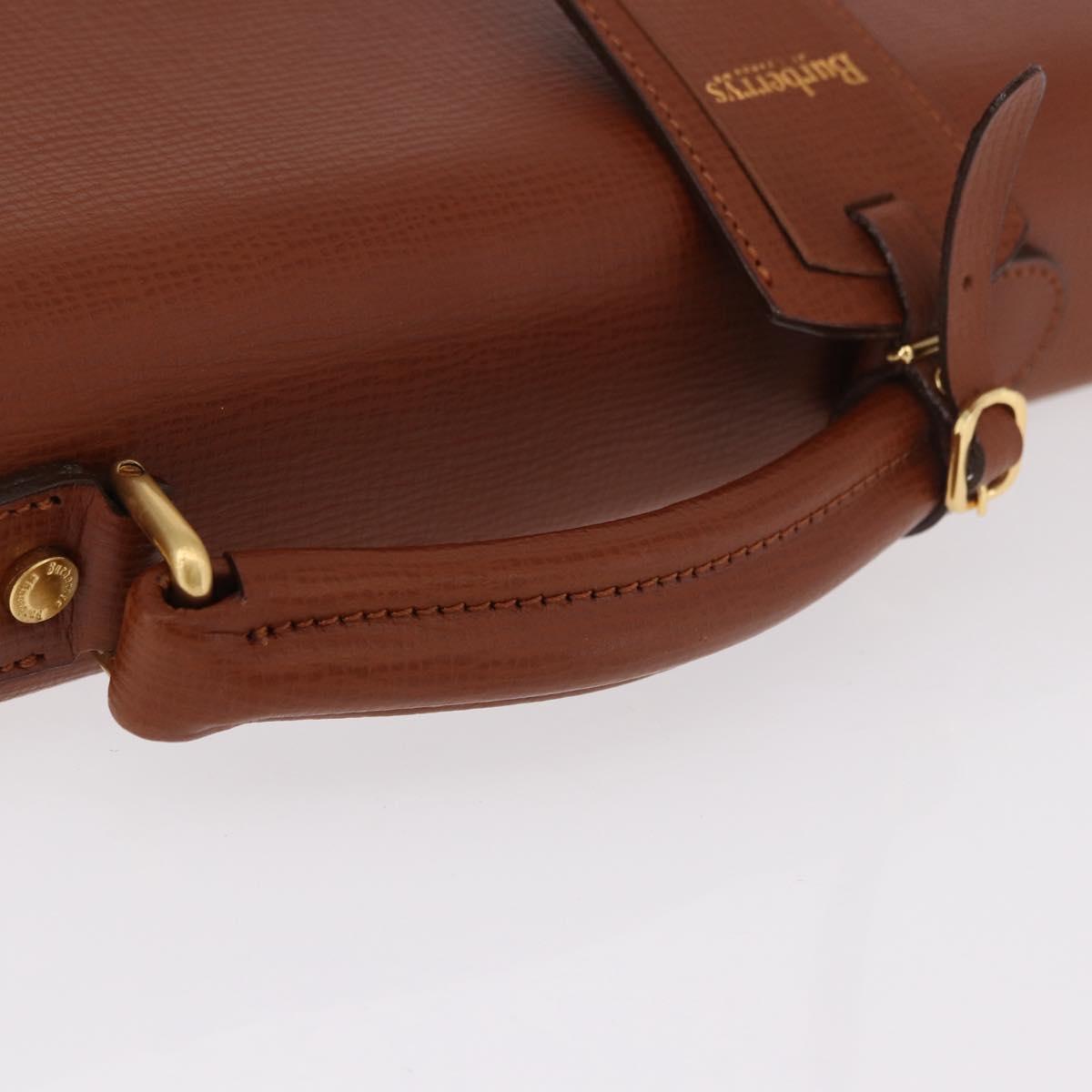 Burberrys Business Bag Leather Brown Gold Auth 185267