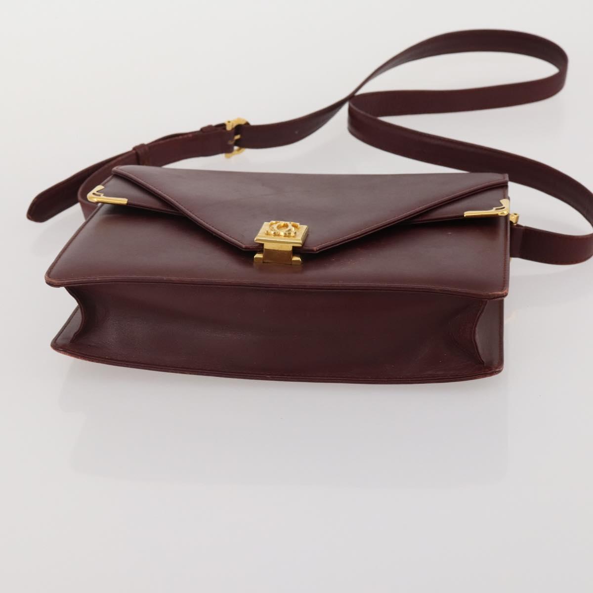 CARTIER Must Line Shoulder Bag Leather 2 Set Bordeaux Auth 185268