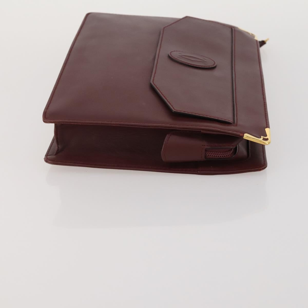 CARTIER Must Line Shoulder Bag Leather 2 Set Bordeaux Auth 185268