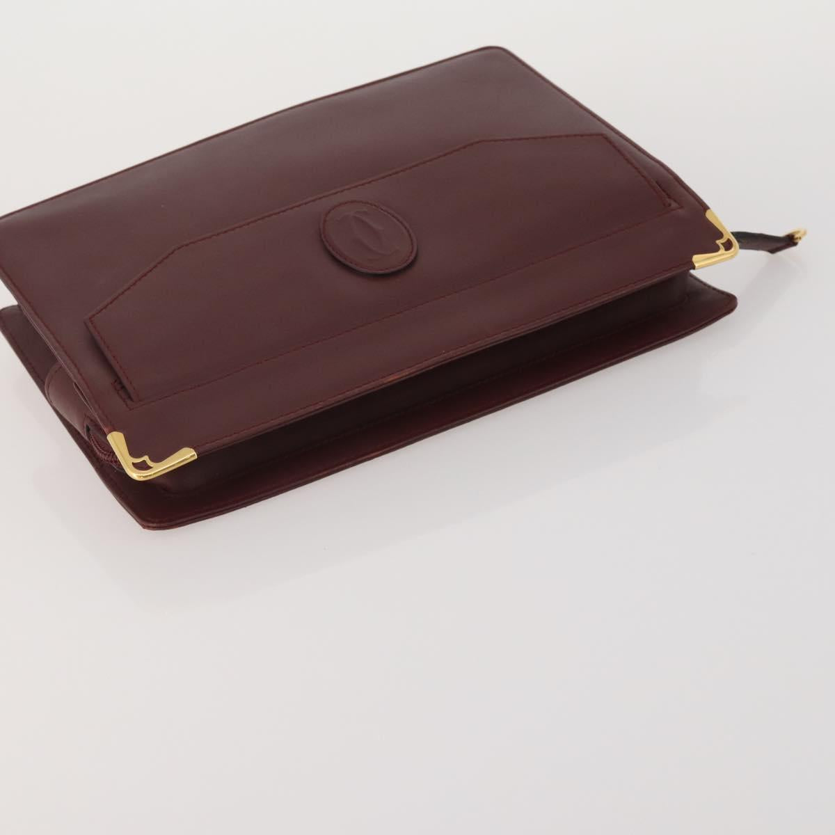 CARTIER Must Line Shoulder Bag Leather 2 Set Bordeaux Auth 185268