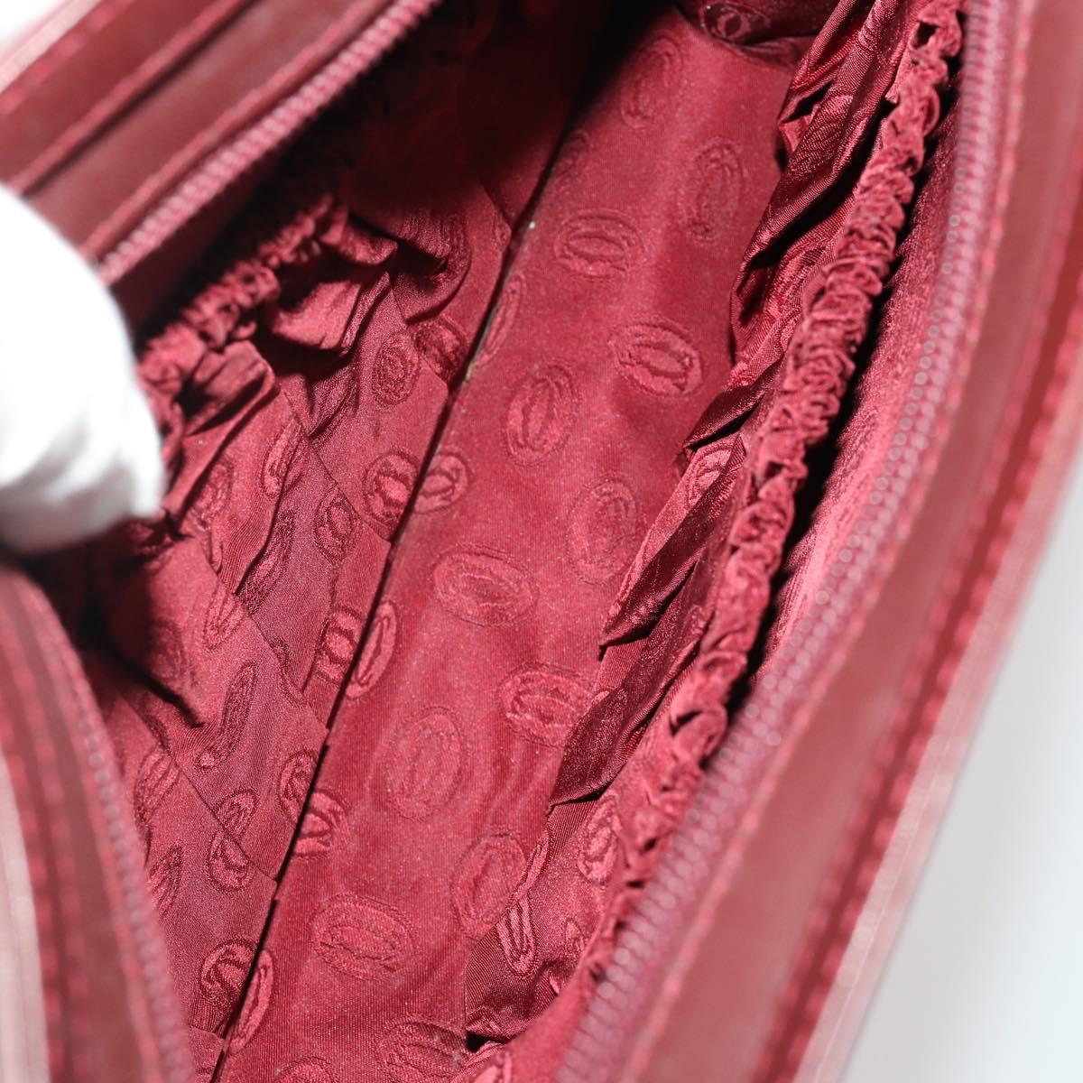 CARTIER Must Line Shoulder Bag Leather 2 Set Bordeaux Auth 185268