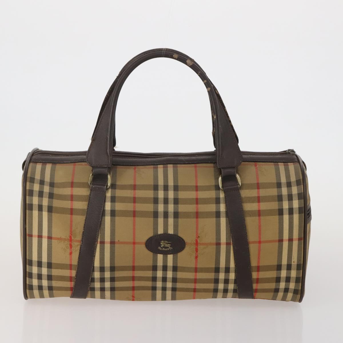 Burberrys Nova Check Boston Bag Canvas 2 Set Black Auth 185269