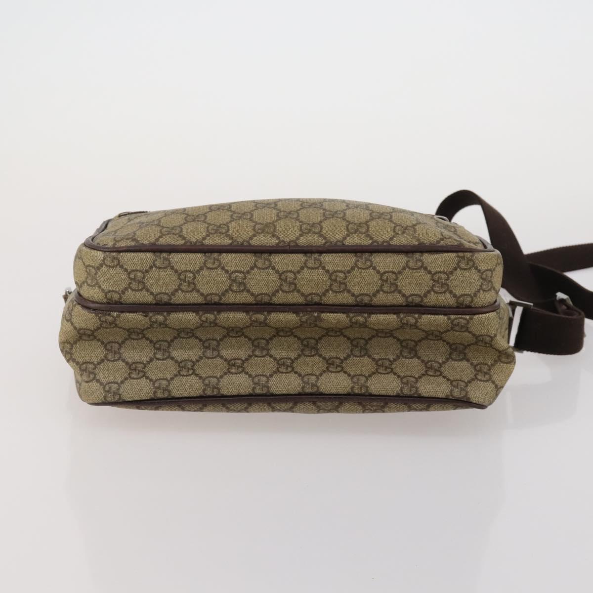 GUCCI GG Supreme Sherry Line Shoulder Bag PVC 3 Set Navy Beige Auth 185273