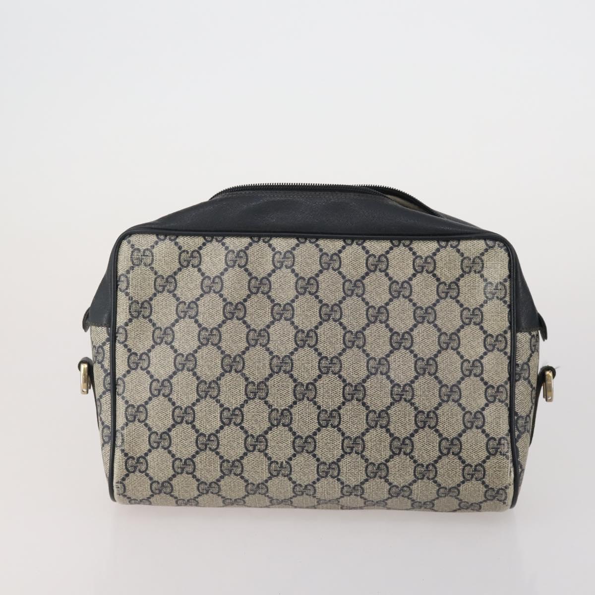 GUCCI GG Supreme Sherry Line Shoulder Bag PVC 3 Set Navy Beige Auth 185273