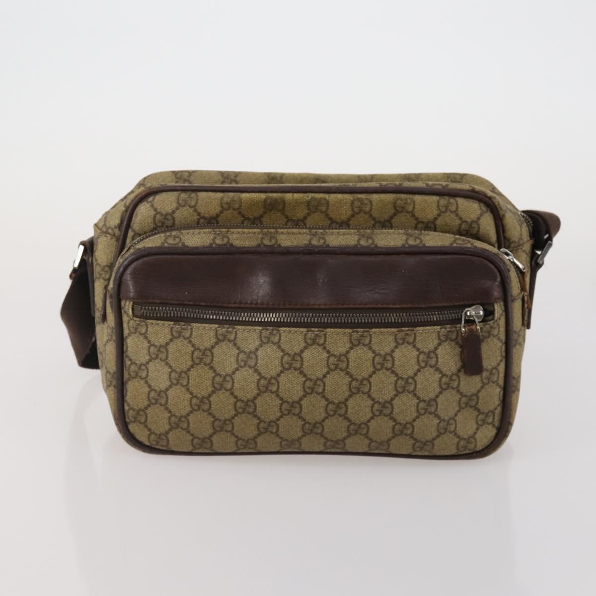 GUCCI GG Supreme Sherry Line Shoulder Bag PVC 3 Set Navy Beige Auth 185273