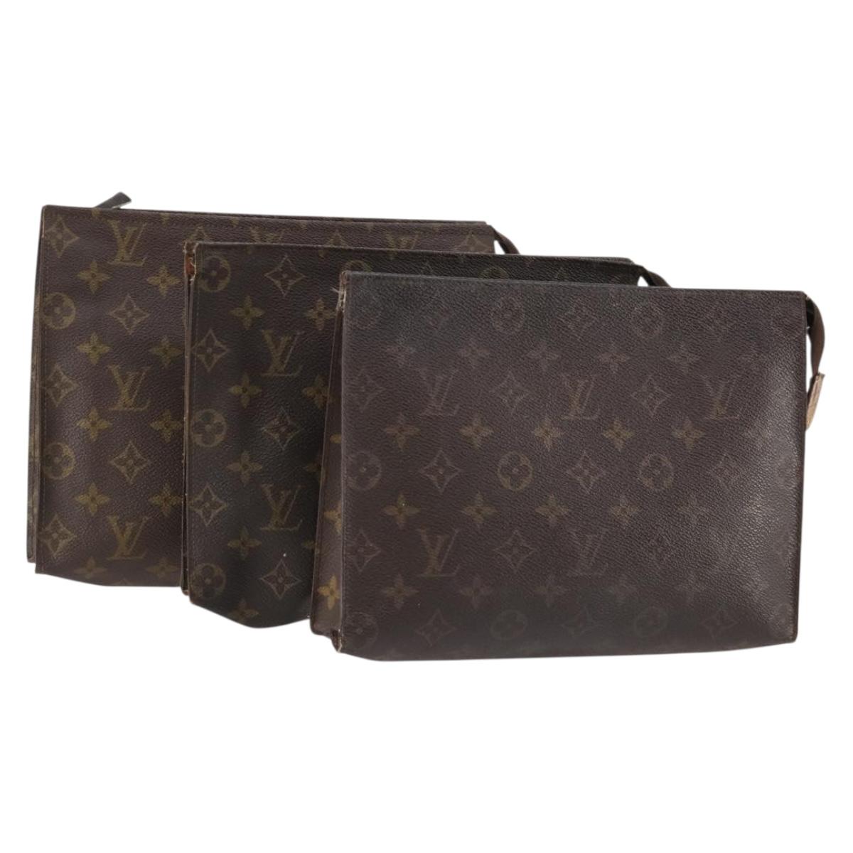 LOUIS VUITTON Monogram Poche Toilette 26 Pouch 3 Set M47542 LV Auth 185277
