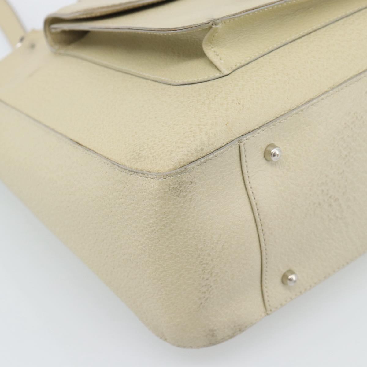 GUCCI Hand Bag Leather 2way White Silver 000 2058 0307 5 Auth 185278