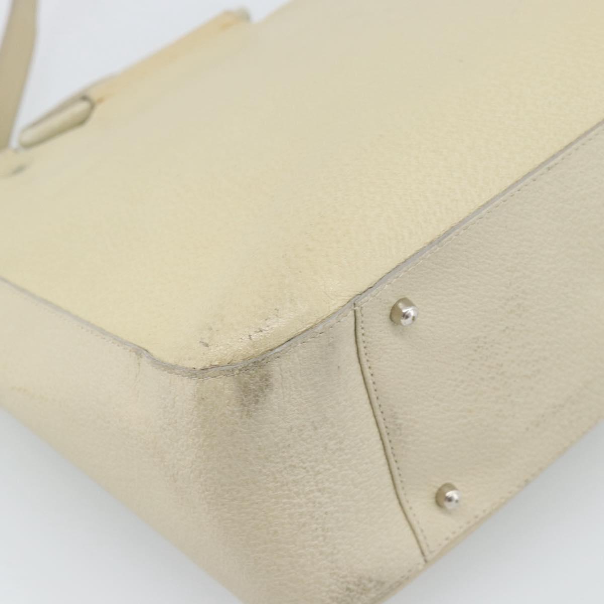 GUCCI Hand Bag Leather 2way White Silver 000 2058 0307 5 Auth 185278