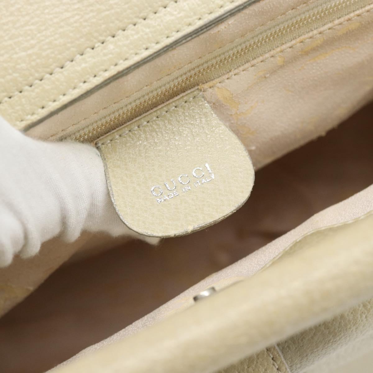 GUCCI Hand Bag Leather 2way White Silver 000 2058 0307 5 Auth 185278