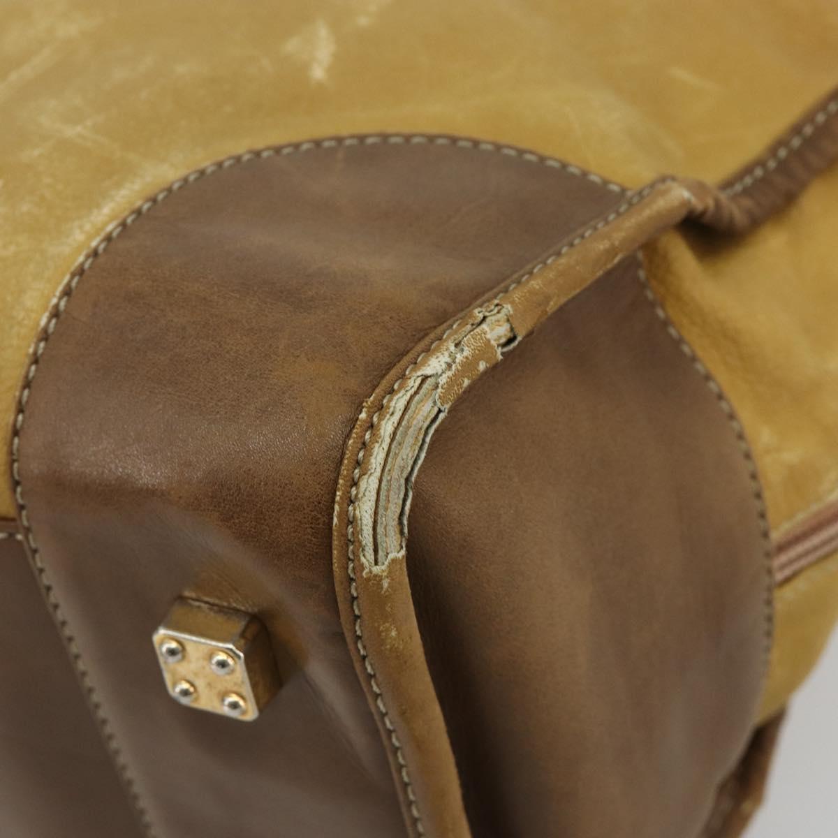 LOEWE Anagram Amazonas Hand Bag Leather Beige Gold Auth 185279