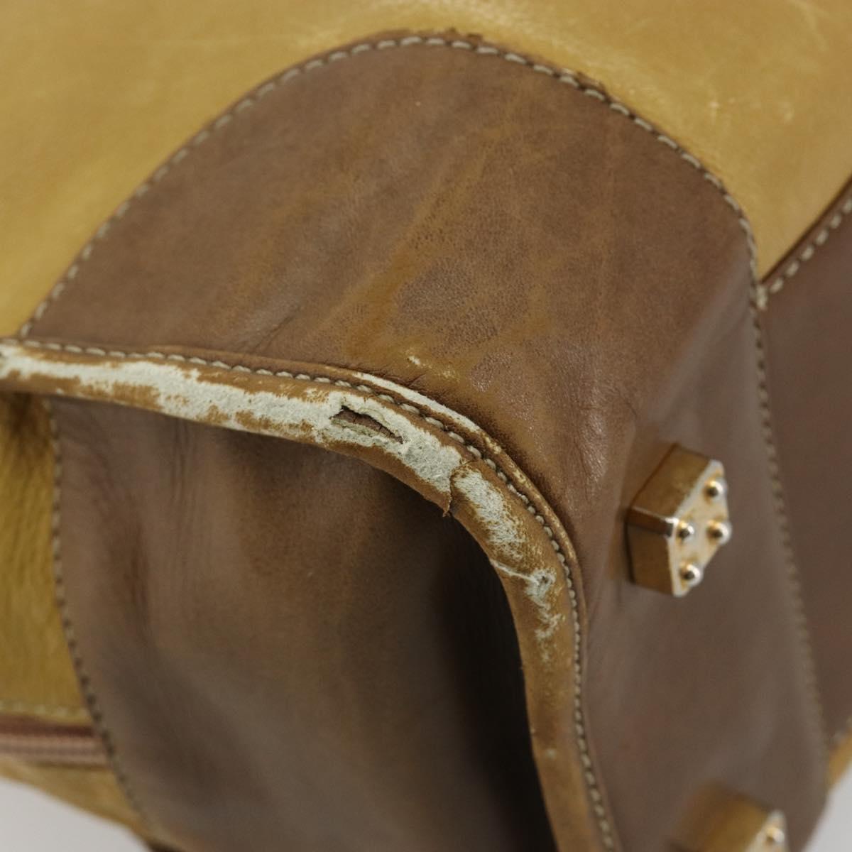 LOEWE Anagram Amazonas Hand Bag Leather Beige Gold Auth 185279