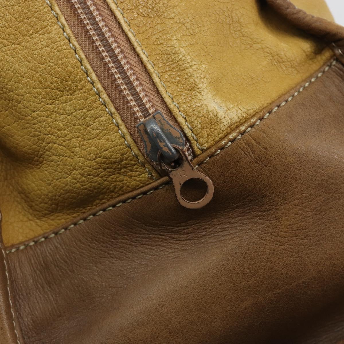 LOEWE Anagram Amazonas Hand Bag Leather Beige Gold Auth 185279