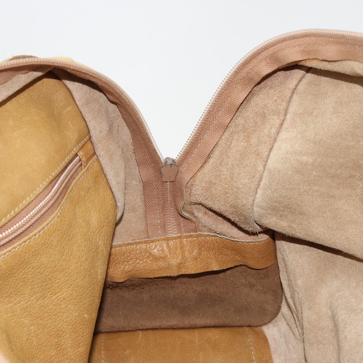 LOEWE Anagram Amazonas Hand Bag Leather Beige Gold Auth 185279