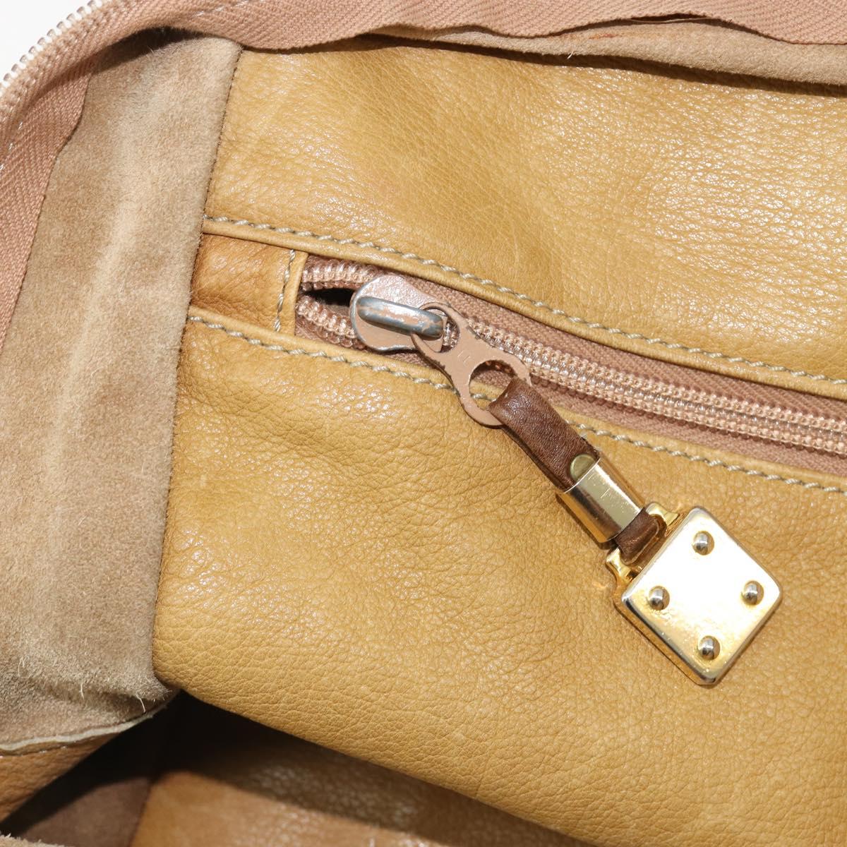 LOEWE Anagram Amazonas Hand Bag Leather Beige Gold Auth 185279