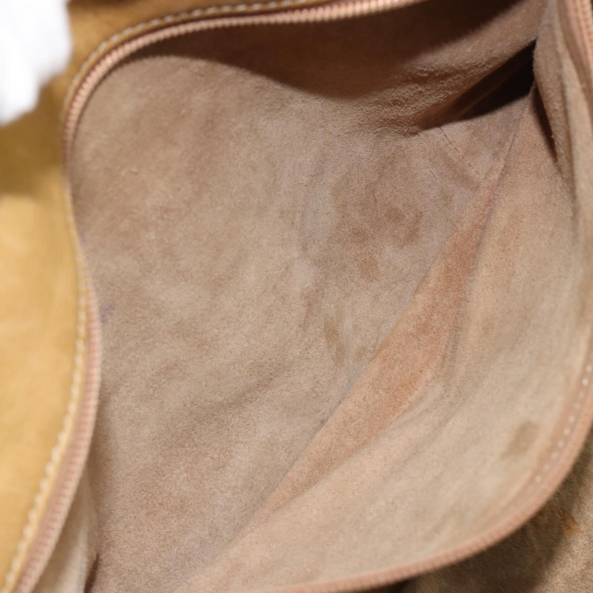 LOEWE Anagram Amazonas Hand Bag Leather Beige Gold Auth 185279