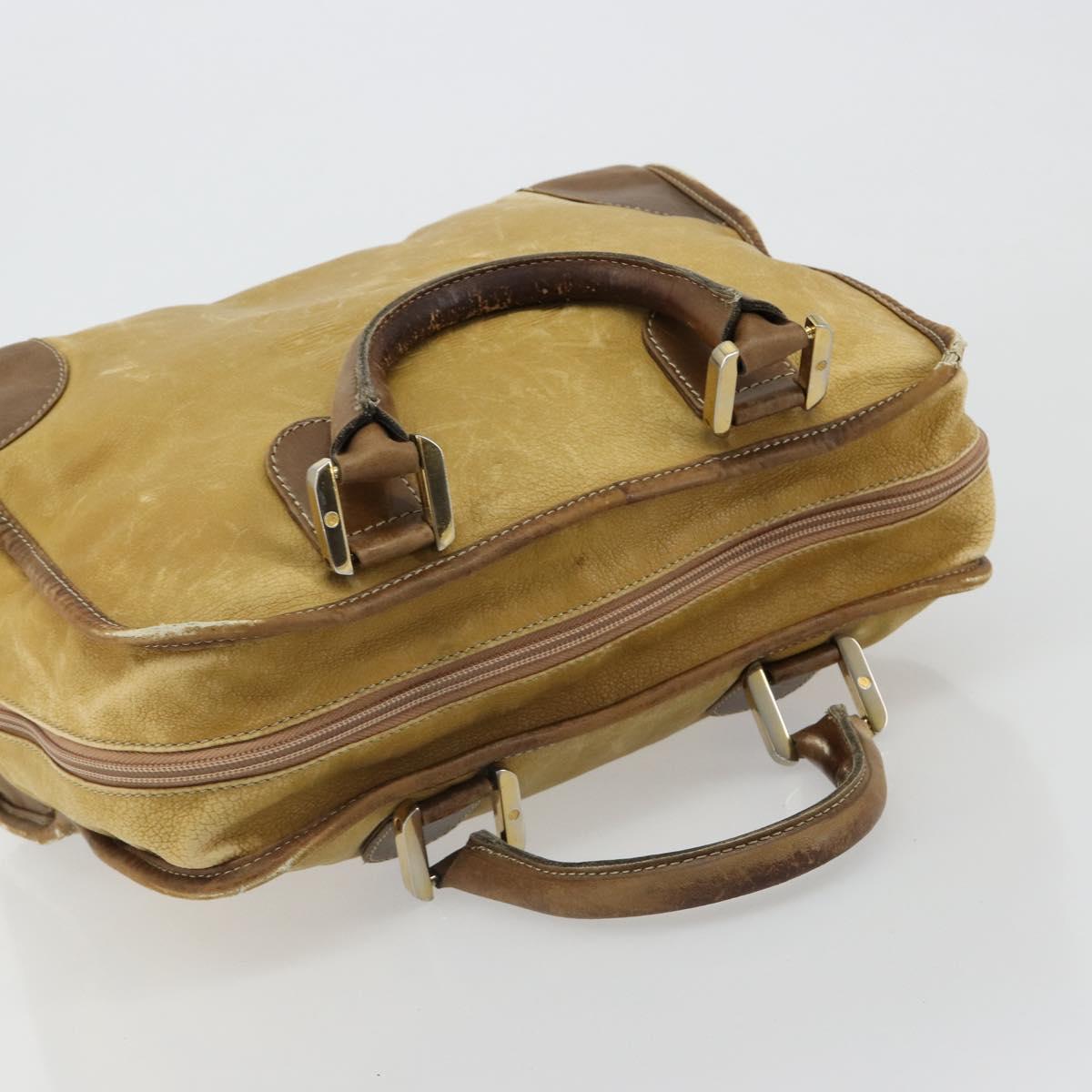 LOEWE Anagram Amazonas Hand Bag Leather Beige Gold Auth 185279
