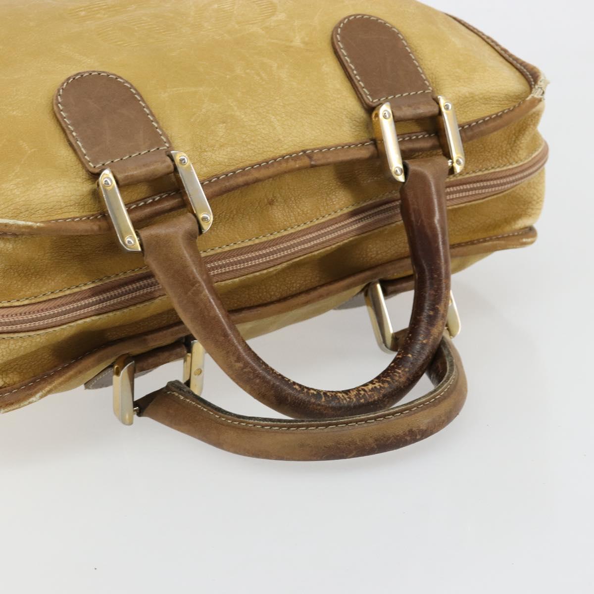 LOEWE Anagram Amazonas Hand Bag Leather Beige Gold Auth 185279