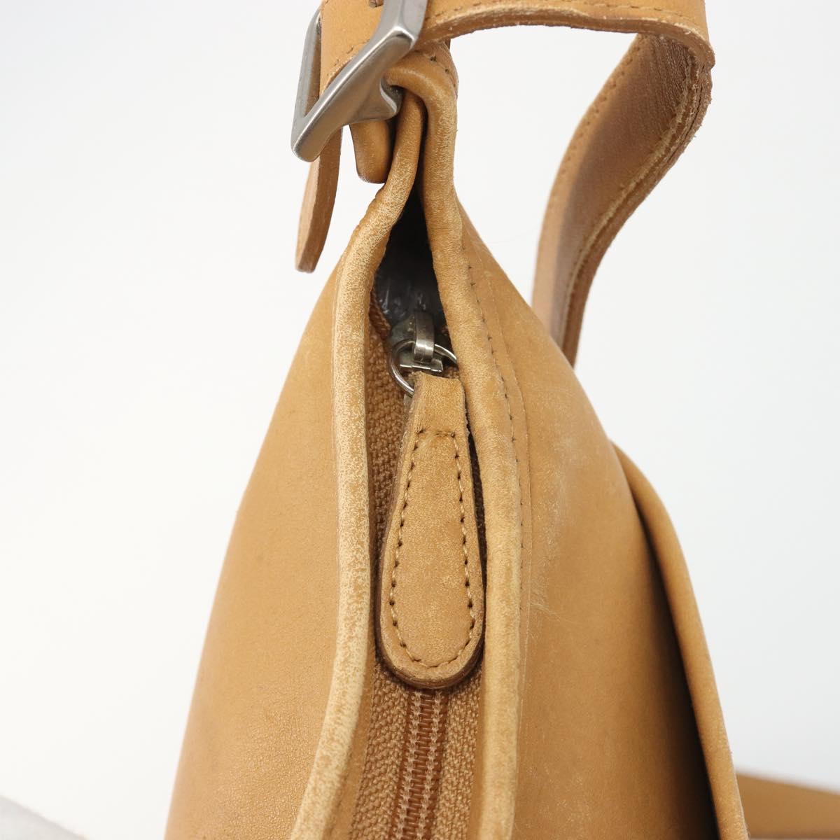 Coach Shoulder Bag Leather Brown Silver Auth 185288