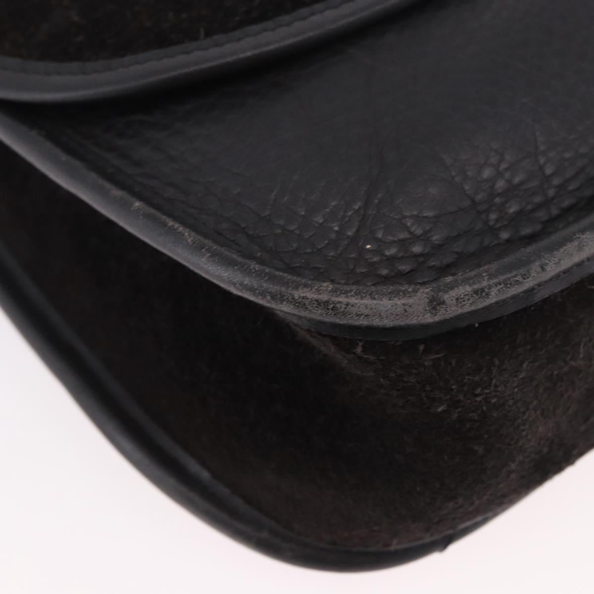 Coach Shoulder Bag Suede Black Gold Auth 185289