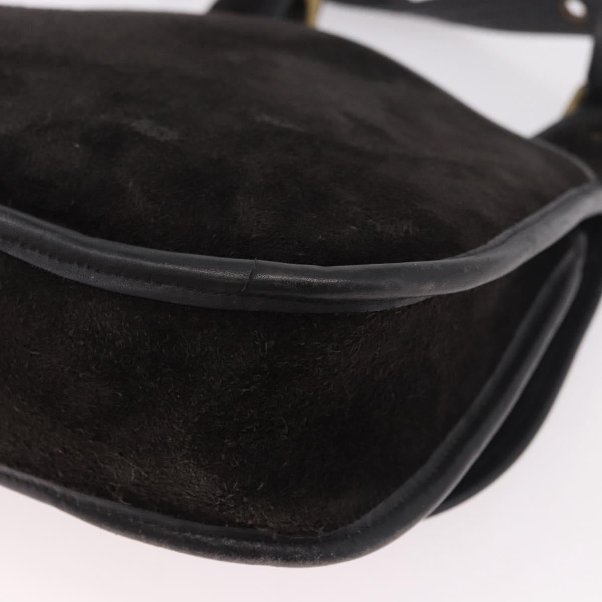Coach Shoulder Bag Suede Black Gold Auth 185289