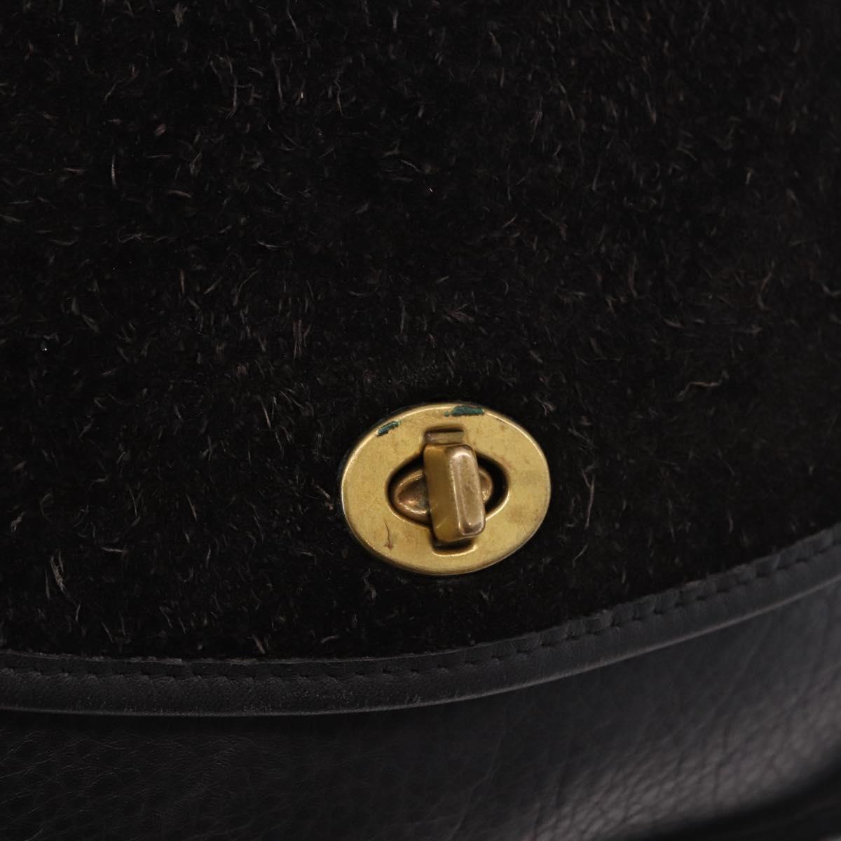 Coach Shoulder Bag Suede Black Gold Auth 185289
