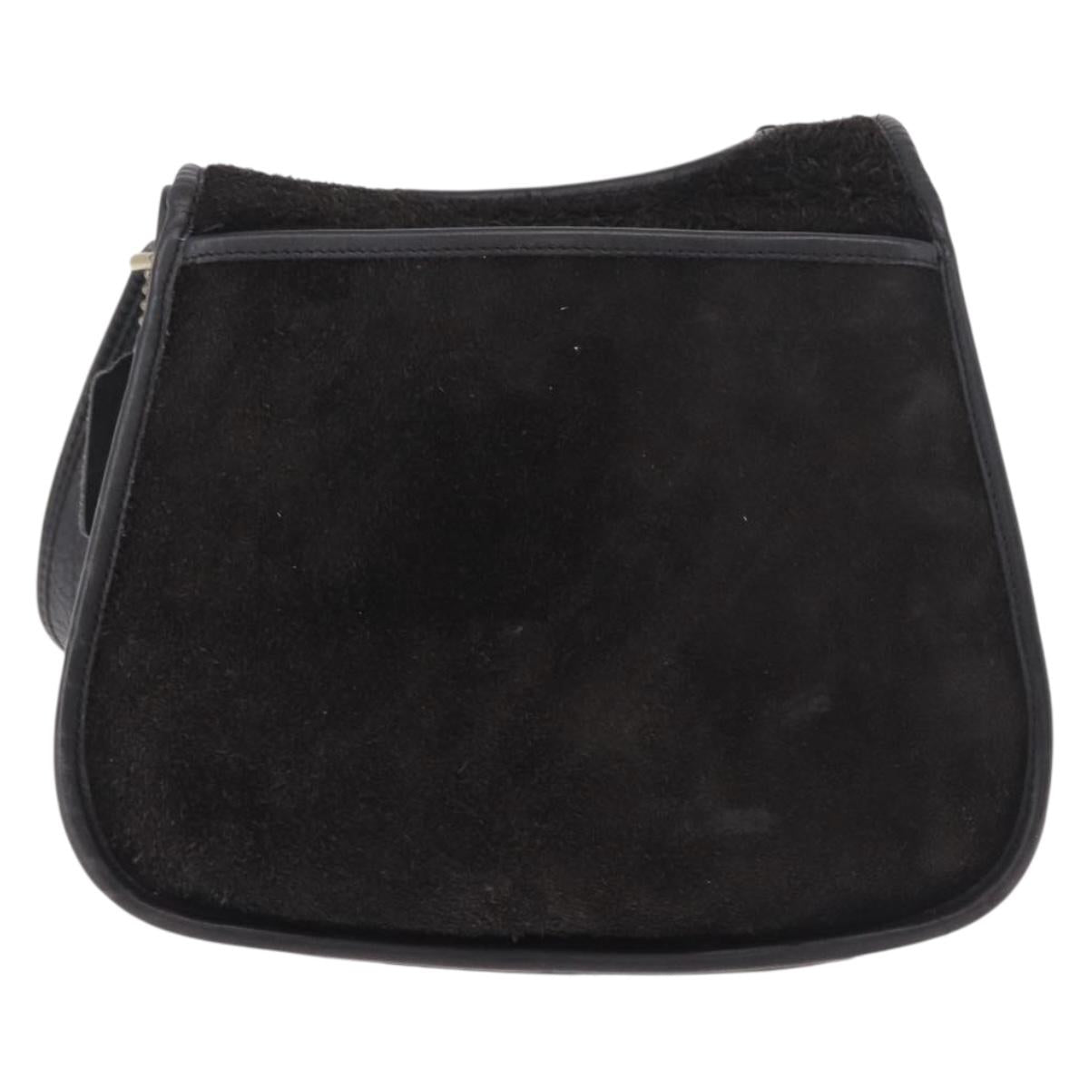 Coach Shoulder Bag Suede Black Gold Auth 185289