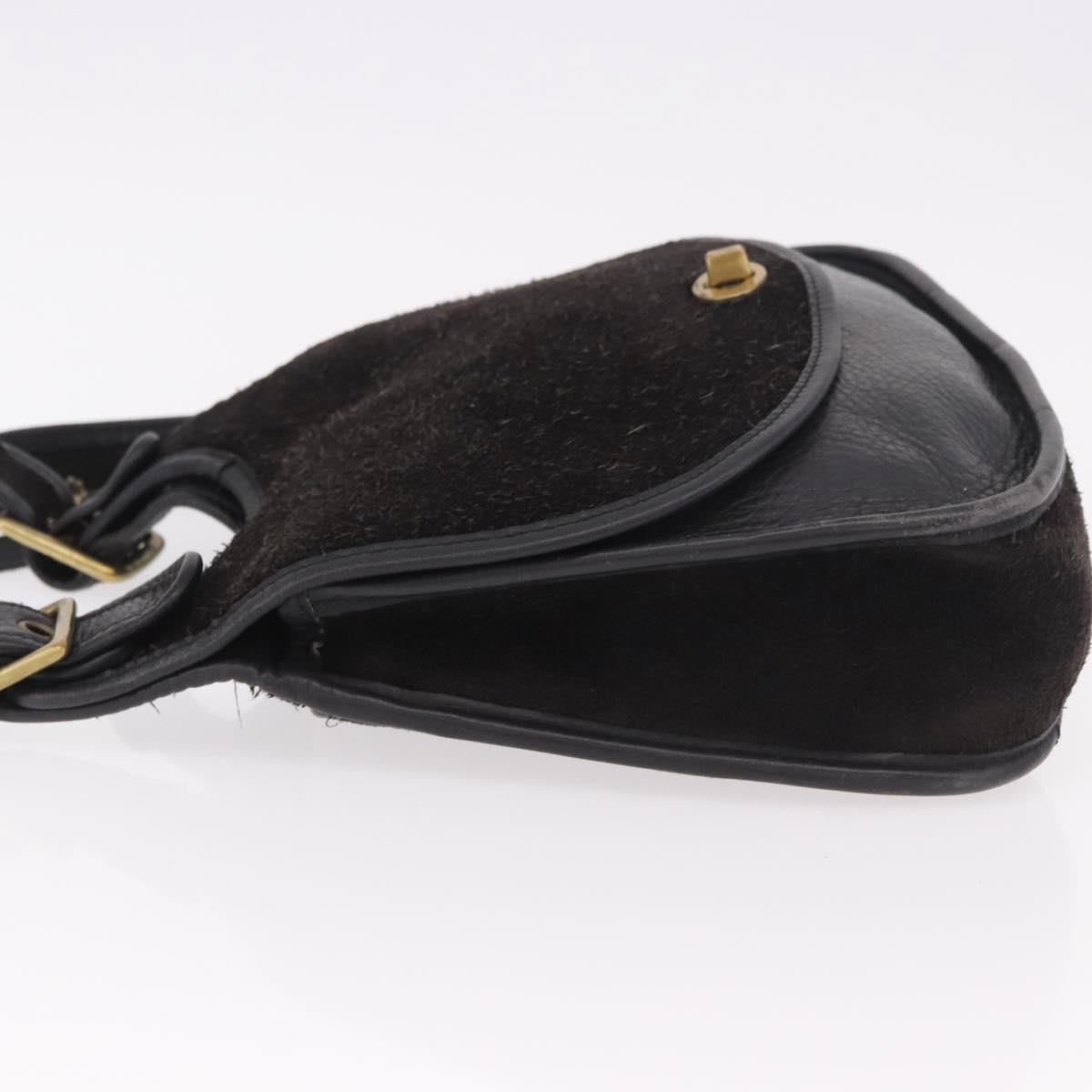 Coach Shoulder Bag Suede Black Gold Auth 185289