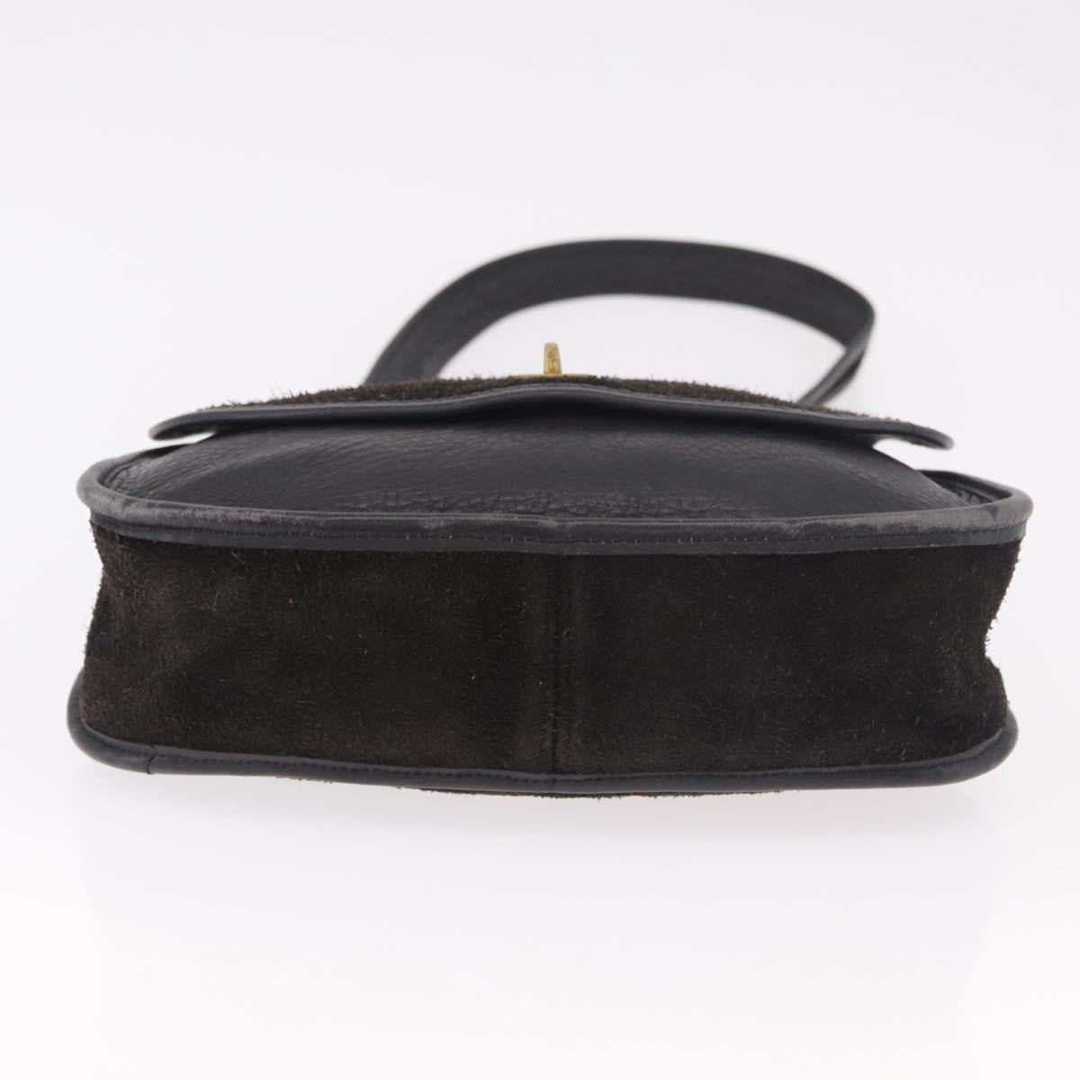Coach Shoulder Bag Suede Black Gold Auth 185289