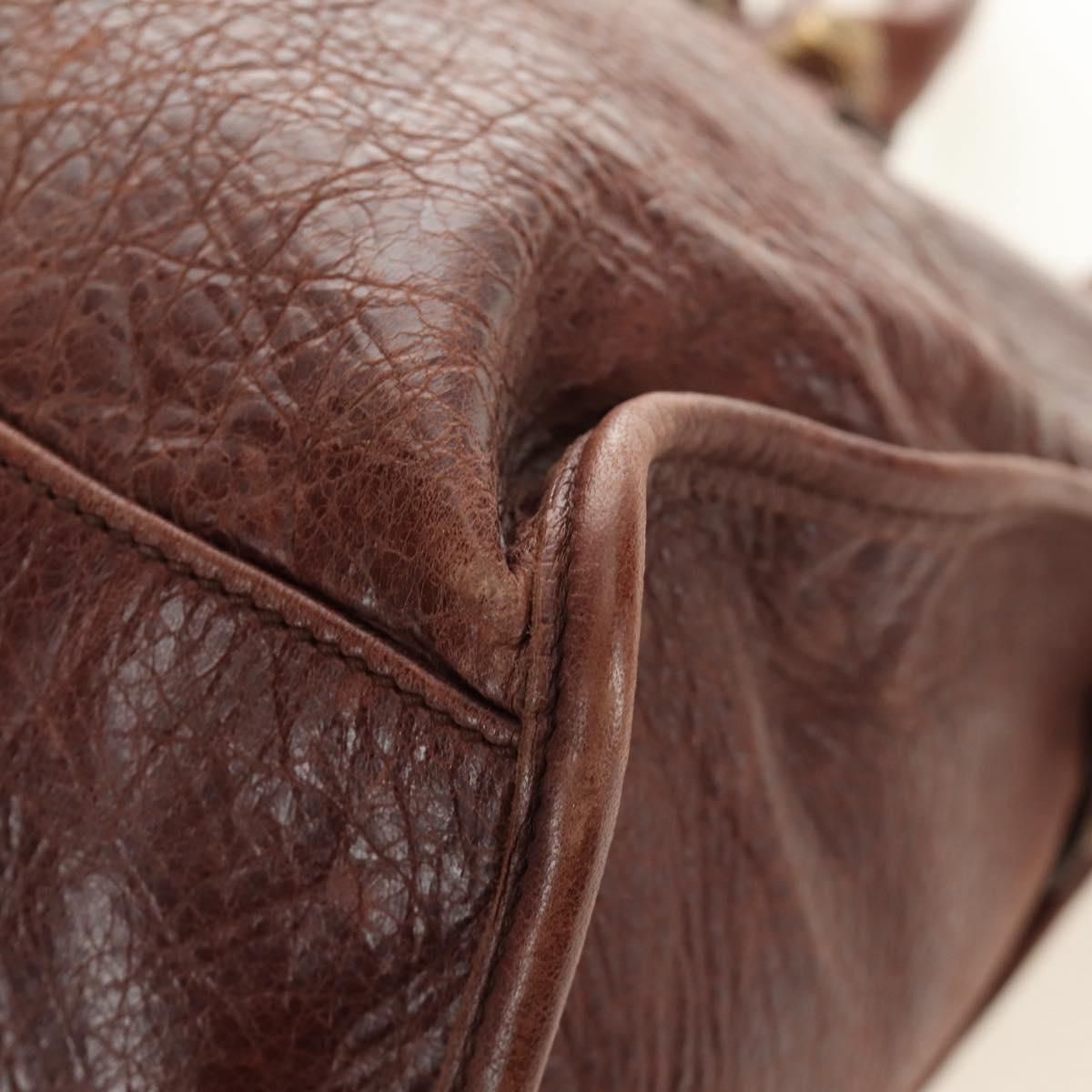 BALENCIAGA The Giant Part-Time Bag Leather 2way Brown Gold 173082 Auth 185300SM