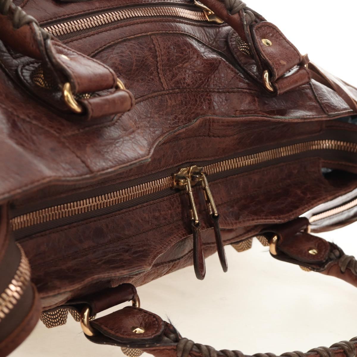 BALENCIAGA The Giant Part-Time Bag Leather 2way Brown Gold 173082 Auth 185300SM
