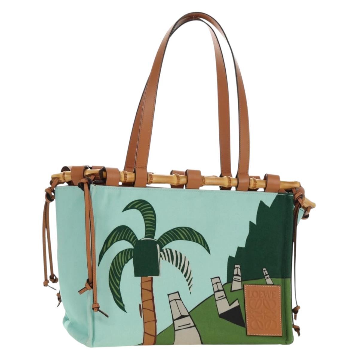 LOEWE Cushion Tote Bag Canvas Light Blue Auth 185304SM