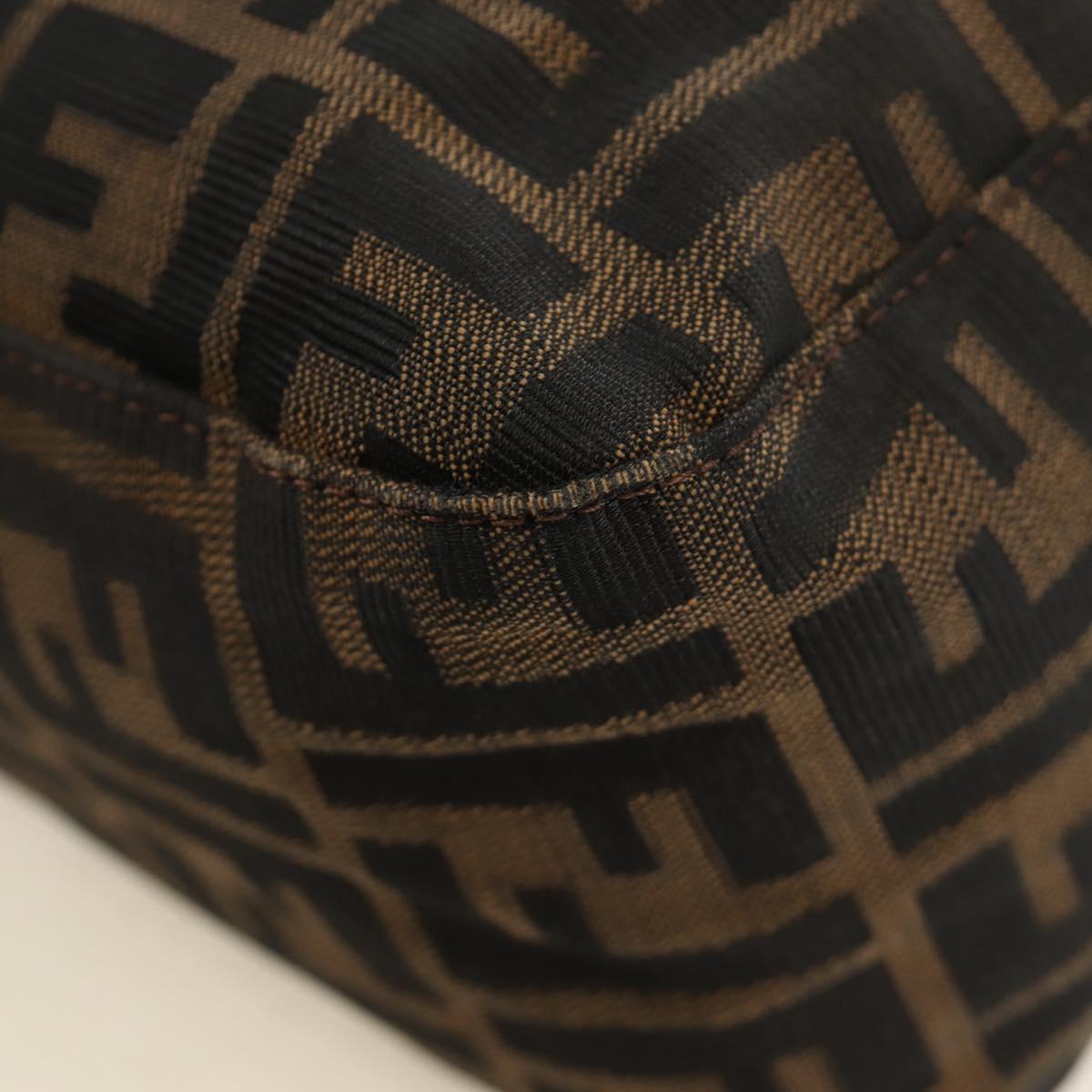 FENDI Zucca Canvas Mamma Baguette Shoulder Bag Black Brown Auth 185309M