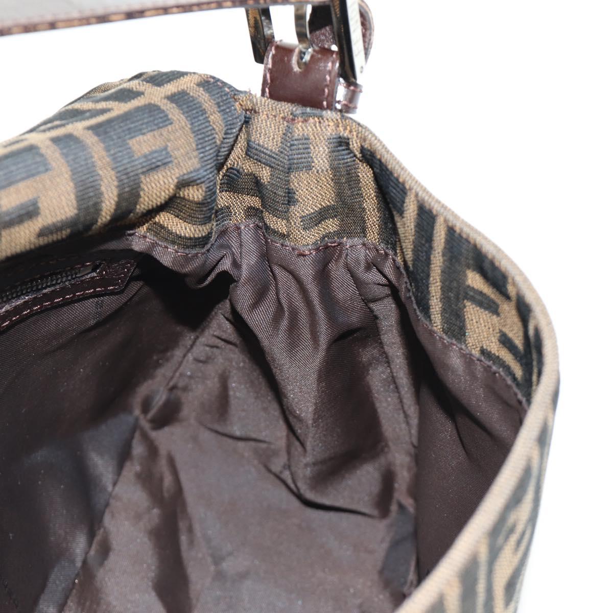 FENDI Zucca Canvas Mamma Baguette Shoulder Bag Black Brown Auth 185309M