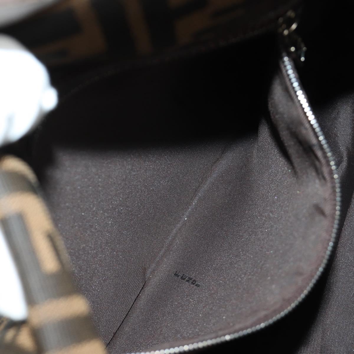 FENDI Zucca Canvas Mamma Baguette Shoulder Bag Black Brown Auth 185309M