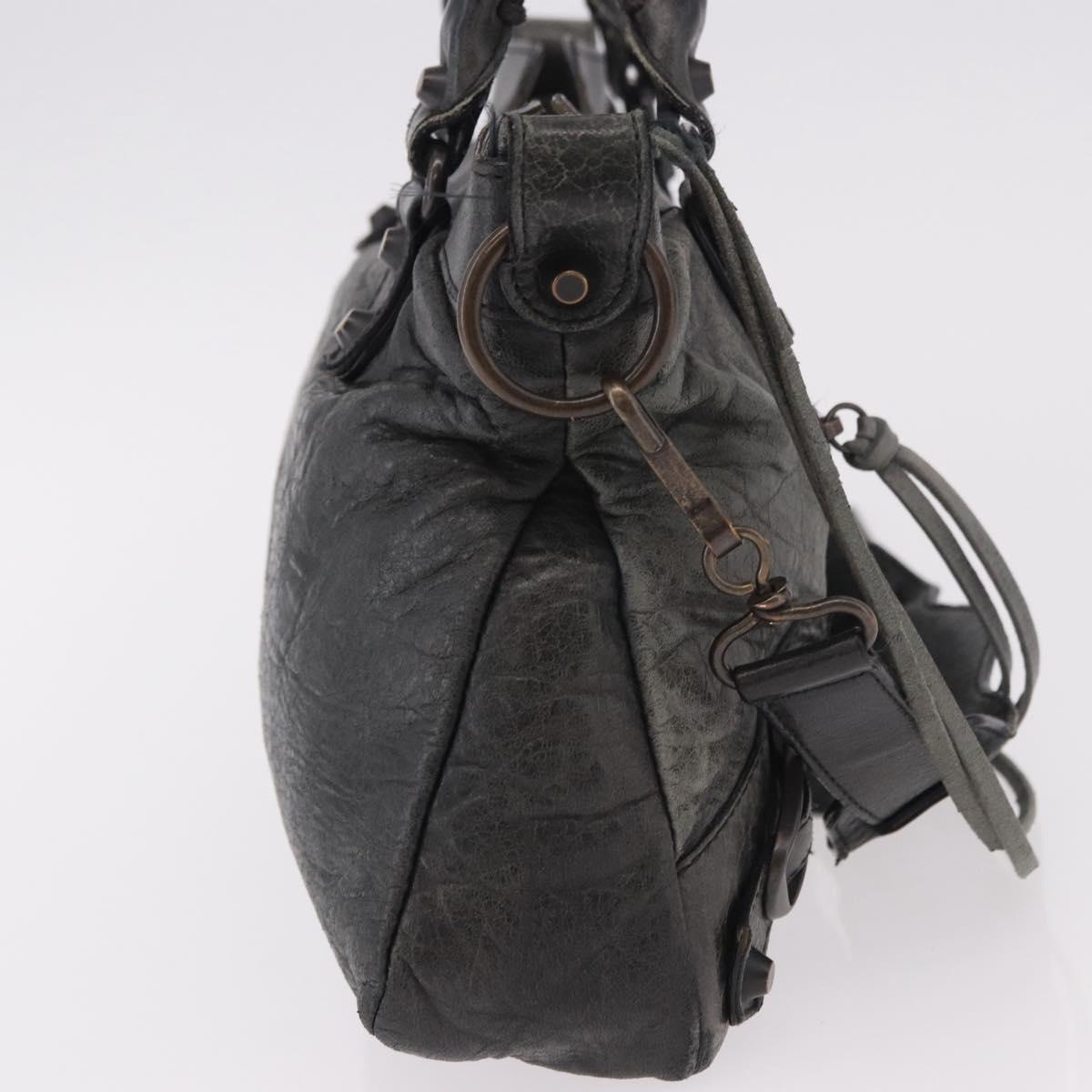 BALENCIAGA The First Hand Bag Leather 2way Gray 103208 Auth 185310A