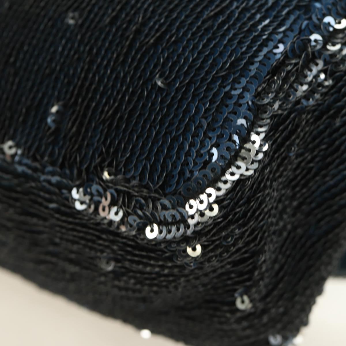 CHANEL Coco Cuba Chain Shoulder Bag Sequin Blue Silver CC Auth 185311SM