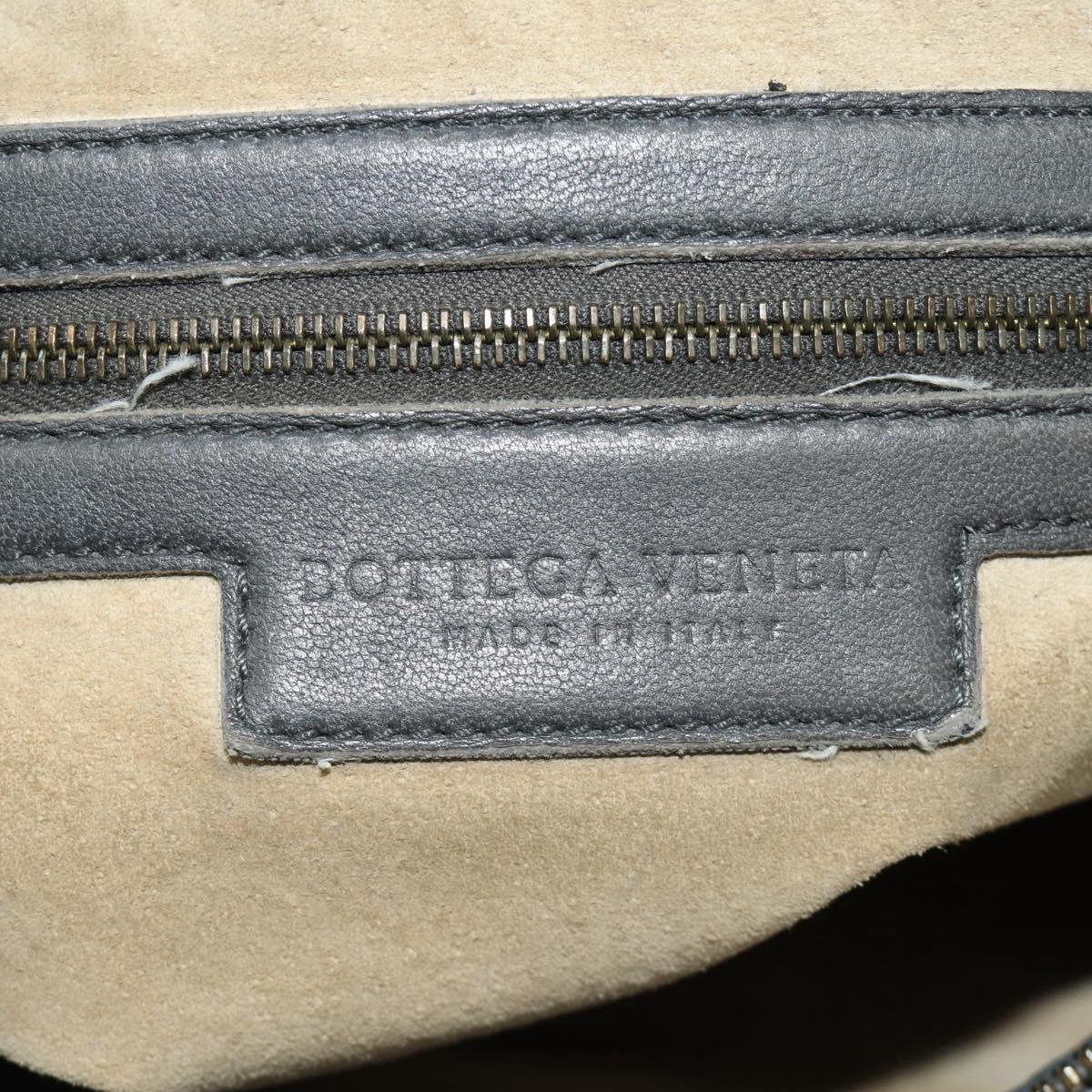 BOTTEGA VENETA INTRECCIATO Shoulder Bag Leather Gray Gold Auth 185312M