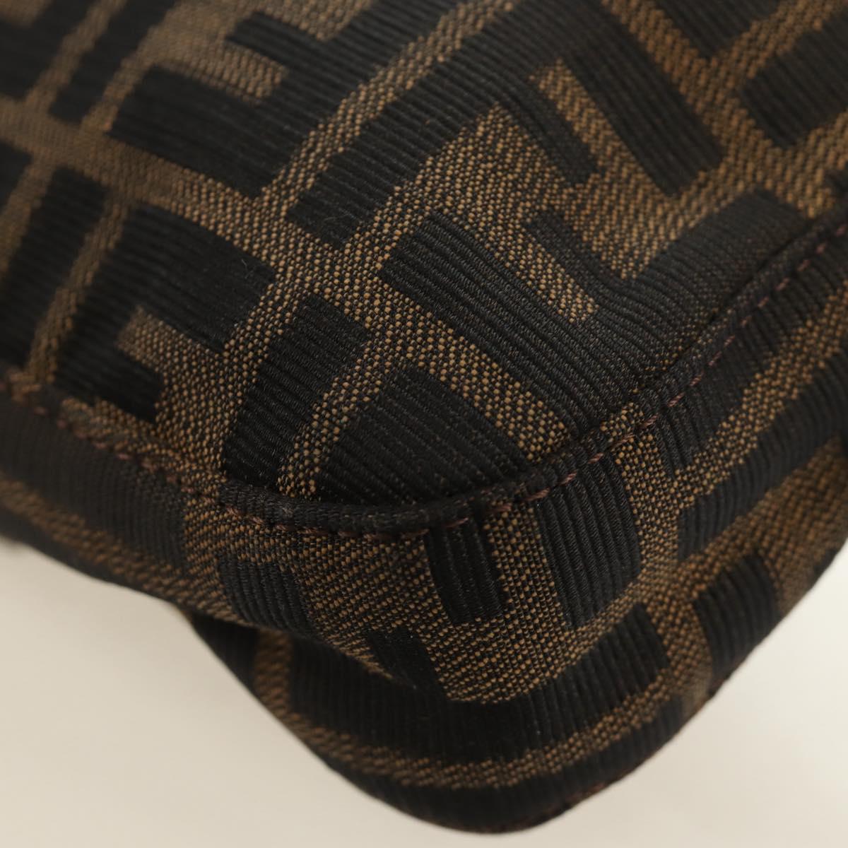 FENDI Zucca Canvas Mamma Baguette Shoulder Bag Black Brown Auth 185313M